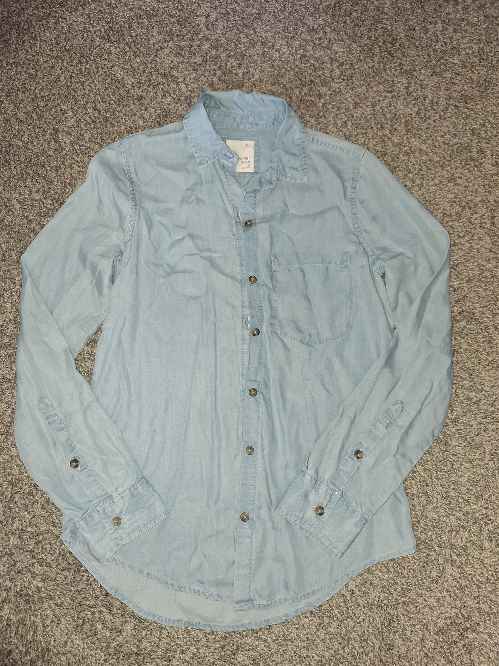 SO Light Blue Chambray Button-Down Shirt